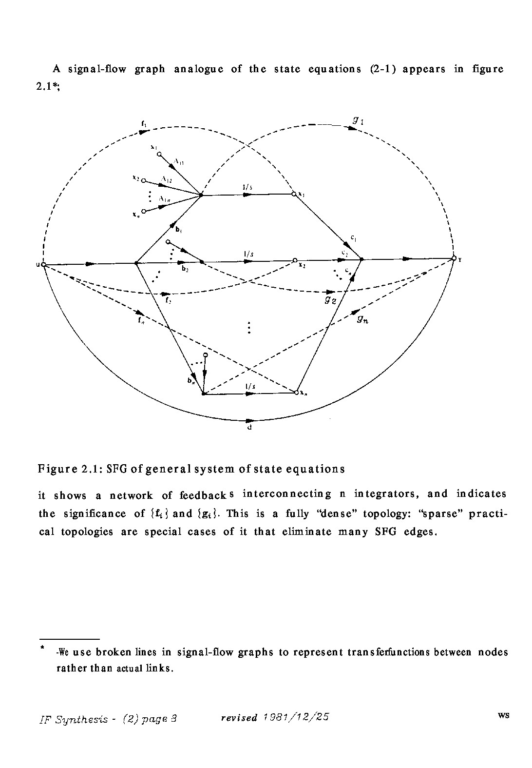 Signal-flow graph of general system of state equations - Figure 2.1 from PhD thesis